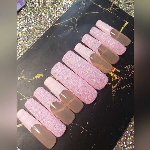 Handmade XL square hard gel press on nails size large only - Picture 5 of 5